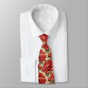 Artistic Christmas Gift For Him Peonies Flower Tie