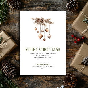 Artistic Christmas Ornament Earthy Elegant Card