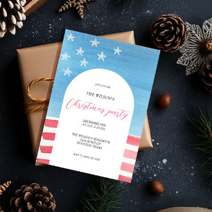 Artistic Christmas Patriotic Red And Blue Invitation