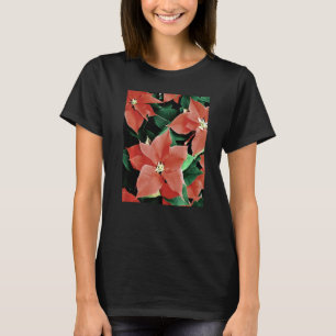 Artistic Christmas Red Poinsettia Flowers T-Shirt