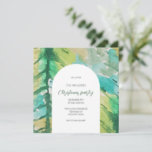 Artistic Christmas Watercolor Tree Pattern  Invitation