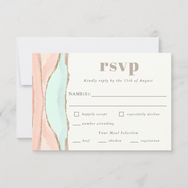 Artistic Coastal Watercolor Abstract RSVP (Front)