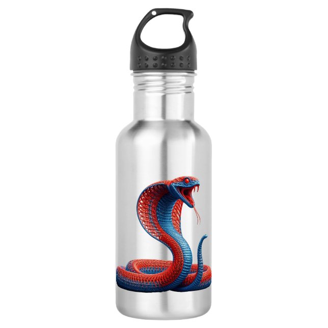 Artistic Cobra Graphic Water Bottle - Vibrant  (Front)