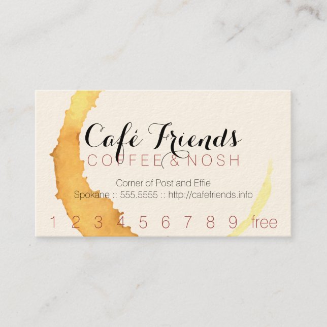 Artistic Coffee Stain Circle Graphic Loyalty Card (Front)