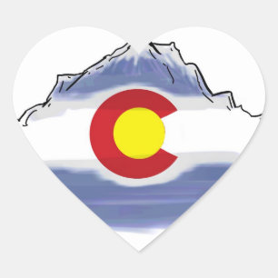 Artistic Colorado flag mountain Heart Sticker