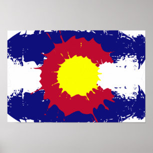 Artistic Colorado flag paint splatter poster