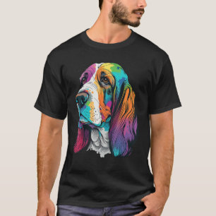 Artistic Colorful Pop painted Basset Hound T-Shirt