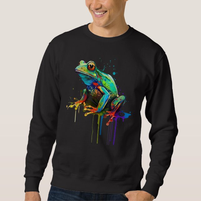 Artistic Colorful Pop painted Frog Sweatshirt (Front)
