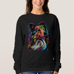 Artistic Colorful Sheltie Pop Art painted Shetland Sweatshirt
