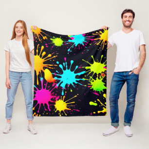 Artistic Colour Burst with Dripping Paint Fleece Blanket