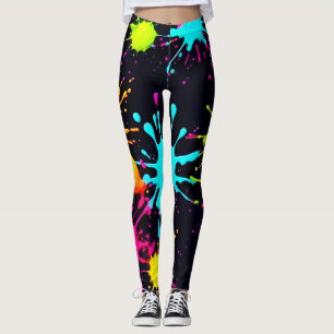 Artistic Colour Burst with Dripping Paint Leggings