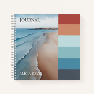 Artistic colour palette watercolor beach  notebook