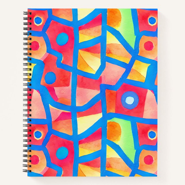 Artistic colourful abstract geometric pattern notebook (Front)
