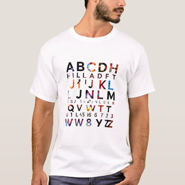 Artistic & Colourful Alphabet T-Shirt (Front)