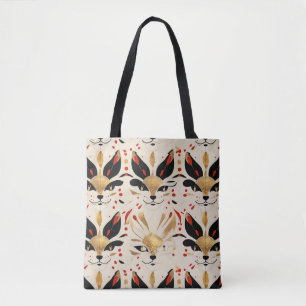 Artistic Colourful Art Nouveau Cat Pattern Tote Bag
