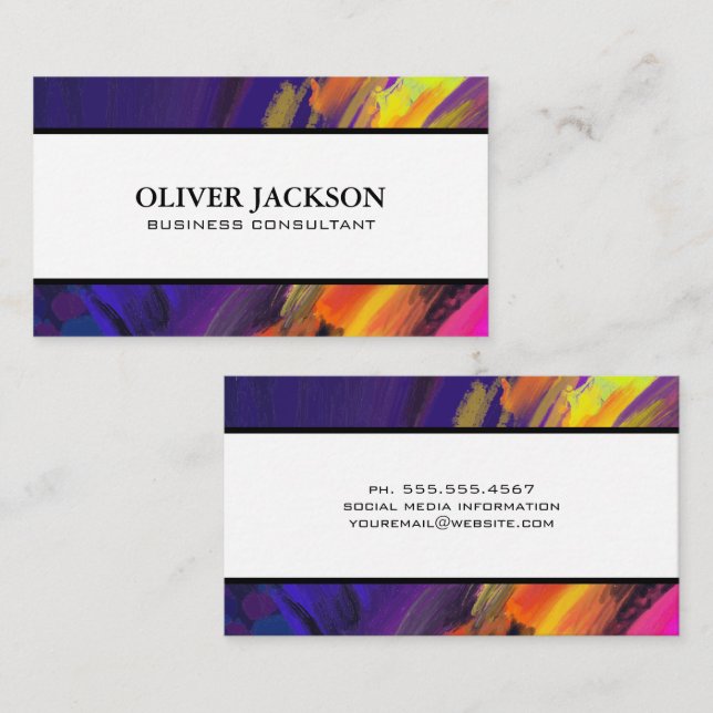 Artistic Colourful Brush Strokes Business Card (Front/Back)
