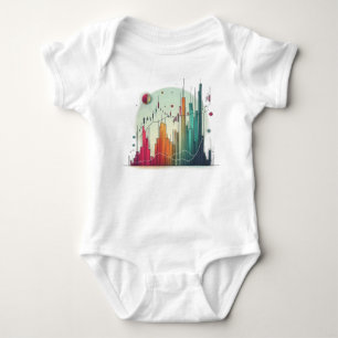 Artistic colourful candlestick chart baby bodysuit