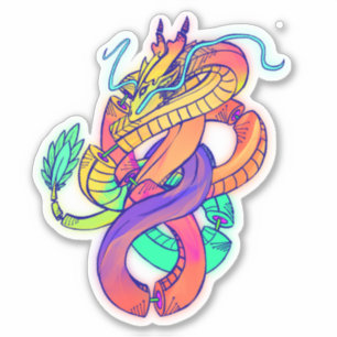 Artistic colourful Chinese dragon sticker