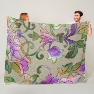 Artistic Colourful Damask Taupe Fleece Blanket