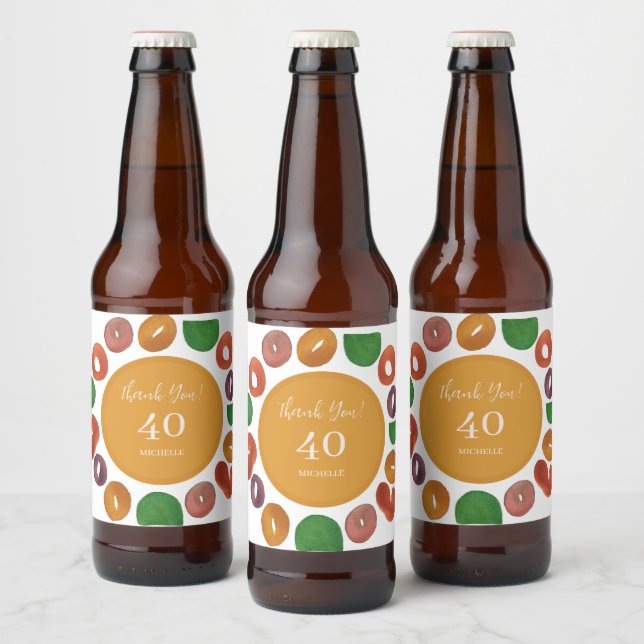 Artistic Colourful Fall Paper Plate Beer Bottle Label (Bottles)