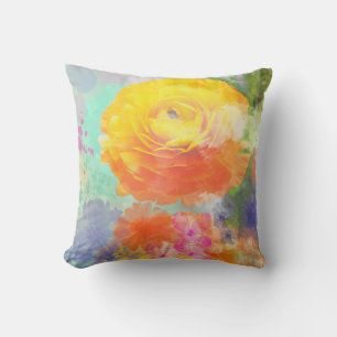 Artistic colourful floral cushion
