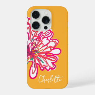 Artistic Colourful Flower Customised Name iPhone 15 Pro Case