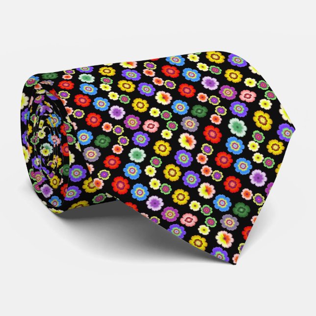 Artistic Colourful Flower Garden Pattern Tie (Rolled)