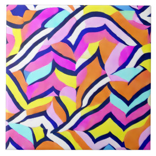 Artistic Colourful Geometric Pattern Ceramic Tile