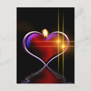 Artistic colourful heart candle illustration postcard