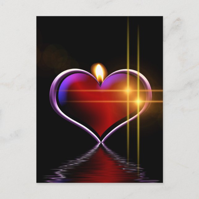 Artistic colourful heart candle illustration postcard (Front)