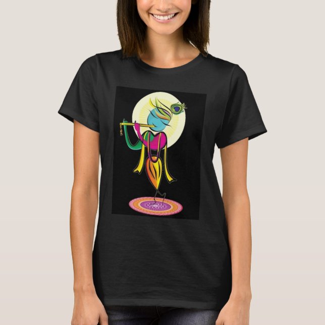 Artistic colourful Lord Shri Krishna with flute! T-Shirt (Front)