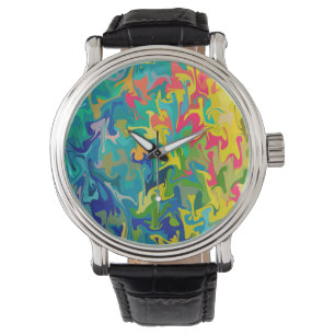 Artistic Colourful painted ink fluid pattern Watch