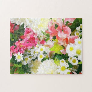 Artistic colourful painting garden flowers jigsaw puzzle
