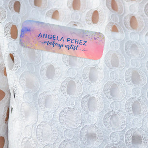 Artistic Colourful Pastel Liquid Paint Splatters Name Tag