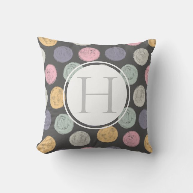 artistic colourful pastel monogram cushion (Front)