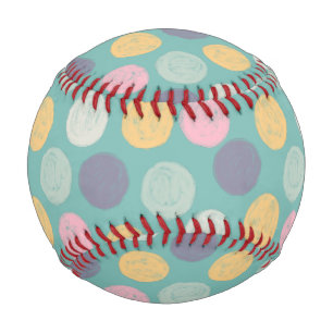 artistic colourful pastel polka dot baseball