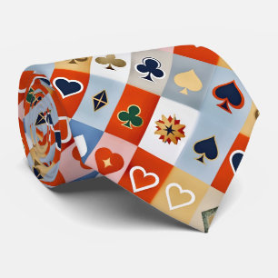 Artistic Colourful Playing Cards Pattern Tie