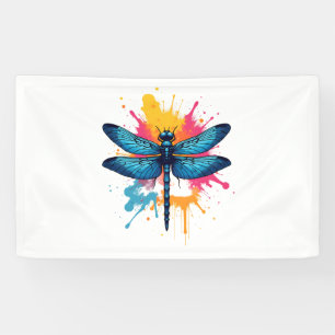 Artistic Colourful Pop Art painted Dragonfly Banner