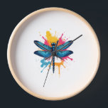 Artistic Colourful Pop Art painted Dragonfly Clock<br><div class="desc">Artistic Colourful Pop Art painted Dragonfly</div>