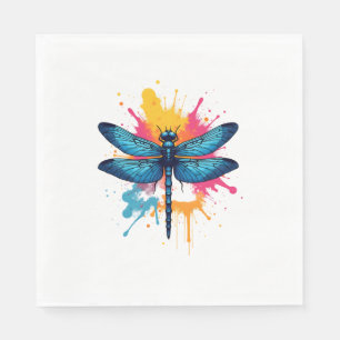 Artistic Colourful Pop Art painted Dragonfly Napkin