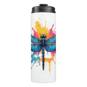 Artistic Colourful Pop Art painted Dragonfly Thermal Tumbler