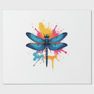 Artistic Colourful Pop Art painted Dragonfly Wrapping Paper