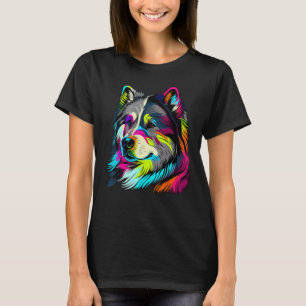 Artistic Colourful Pop painted Alaskan Malamute T-Shirt