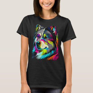 Artistic Colourful Pop painted Alaskan Malamute T-Shirt