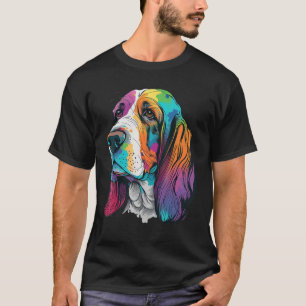 Artistic Colourful Pop painted Basset Hound T-Shirt