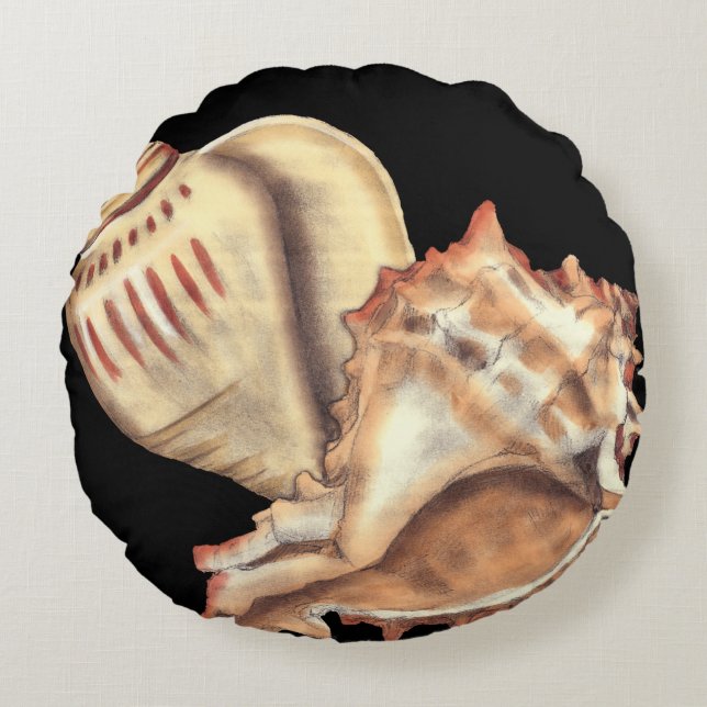 Artistic Conch Shells Round Cushion (Front)