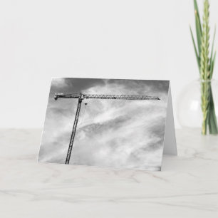 Artistic Construction Crane Black and White Photo Card
