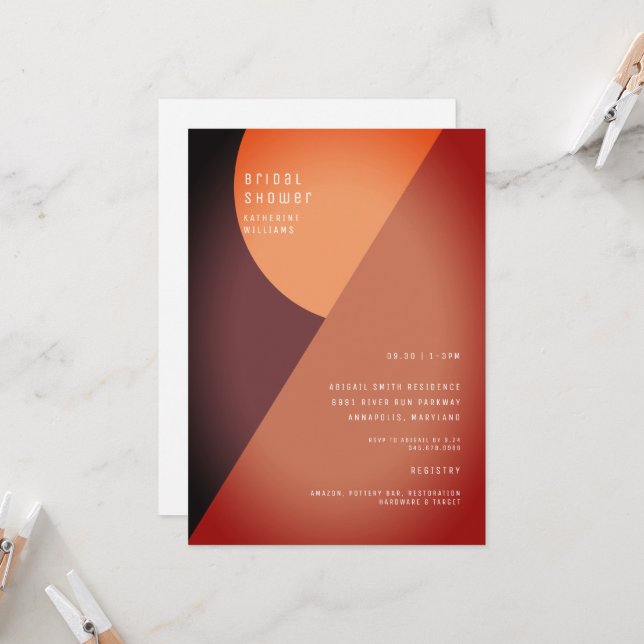 Artistic Contemporary Geometric Colourful Bridal Invitation (Front/Back In Situ)
