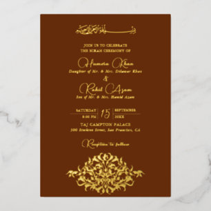 Artistic Copper Gold Floral Paisley Muslim Wedding