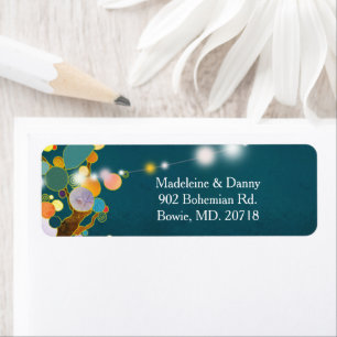 Artistic Country trees Teal Wedding Return Address Label